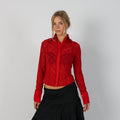 Red Y2K Wan Li Blouse Sheer (S)