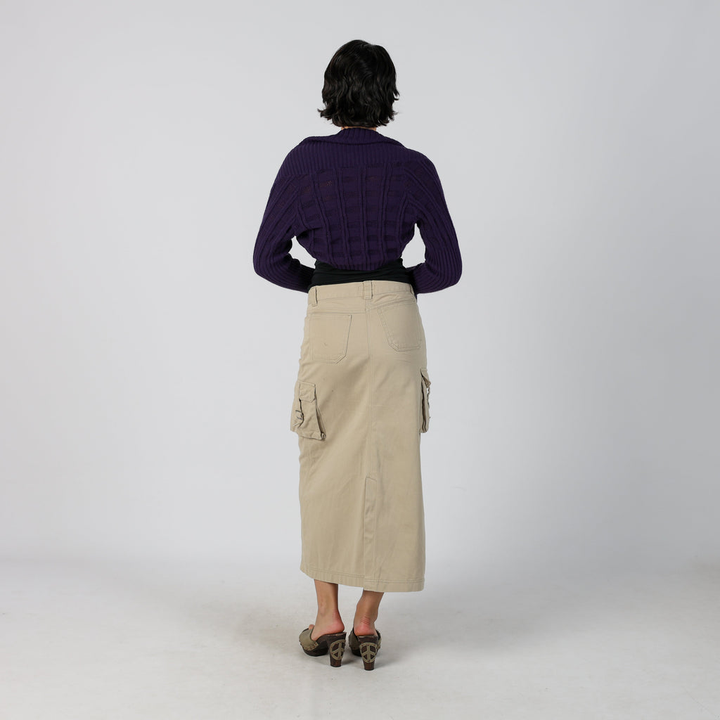Beige Y2K Woven Maxi Skirt (XS)