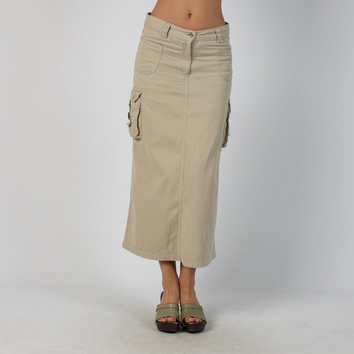 Beige Y2K Woven Maxi Skirt (XS)