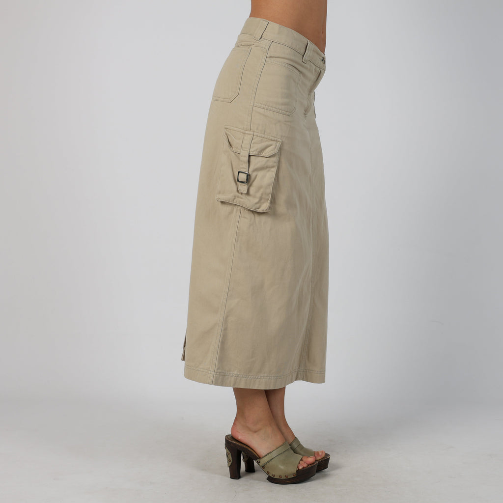 Beige Y2K Woven Maxi Skirt (XS)