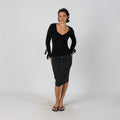 Charcoal Grey Y2K Made in Italy Denim Midi Skirt (XXS)
