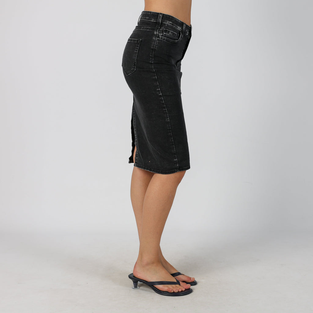 Charcoal Grey Y2K Made in Italy Denim Midi Skirt (XXS)