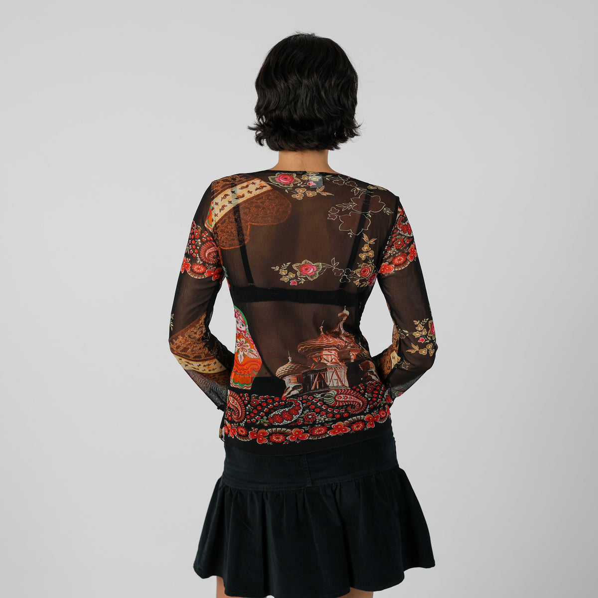 Black Y2K Camaieu Blouse Sheer (S)