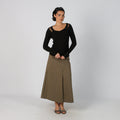 Khaki Green Y2K Max Mara Woven Maxi Skirt (8)