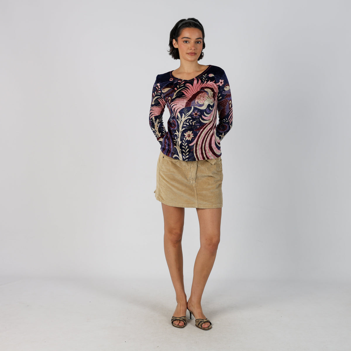 Tan Y2K Replay Cord Skirt (XXS)
