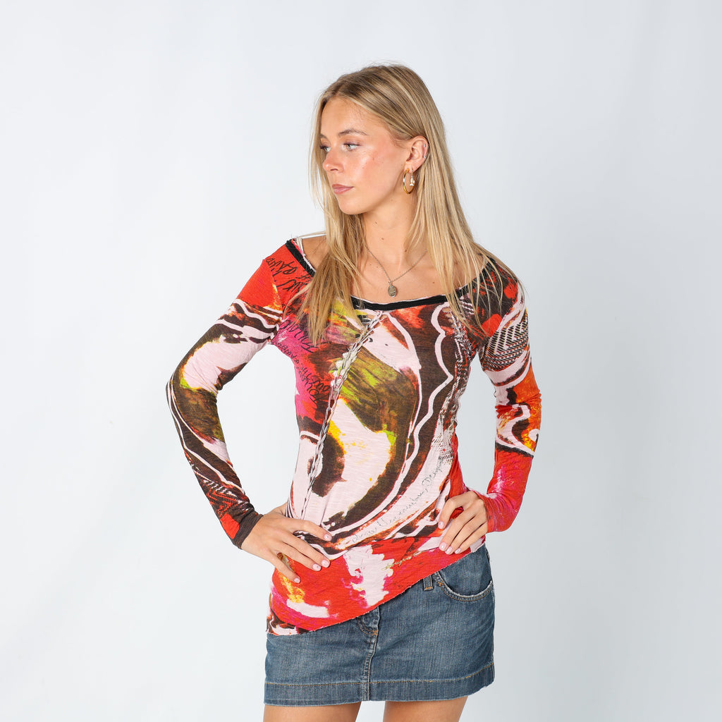 Multicoloured Y2K Desigual Long Sleeve Top (S)