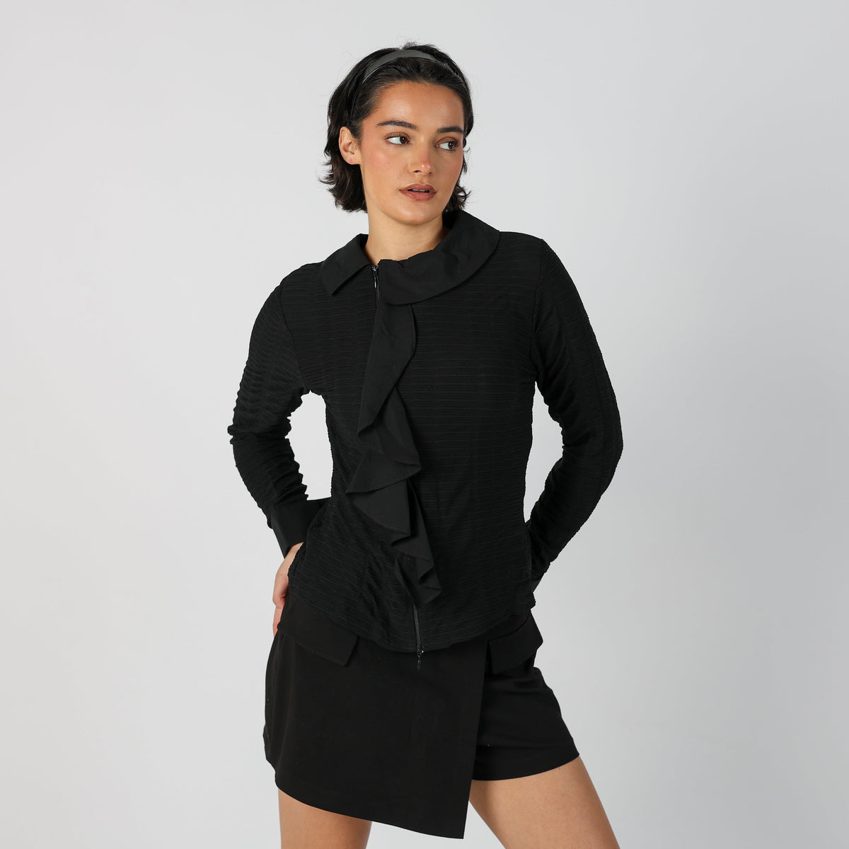 Black Y2K Rayure Blouse (S)