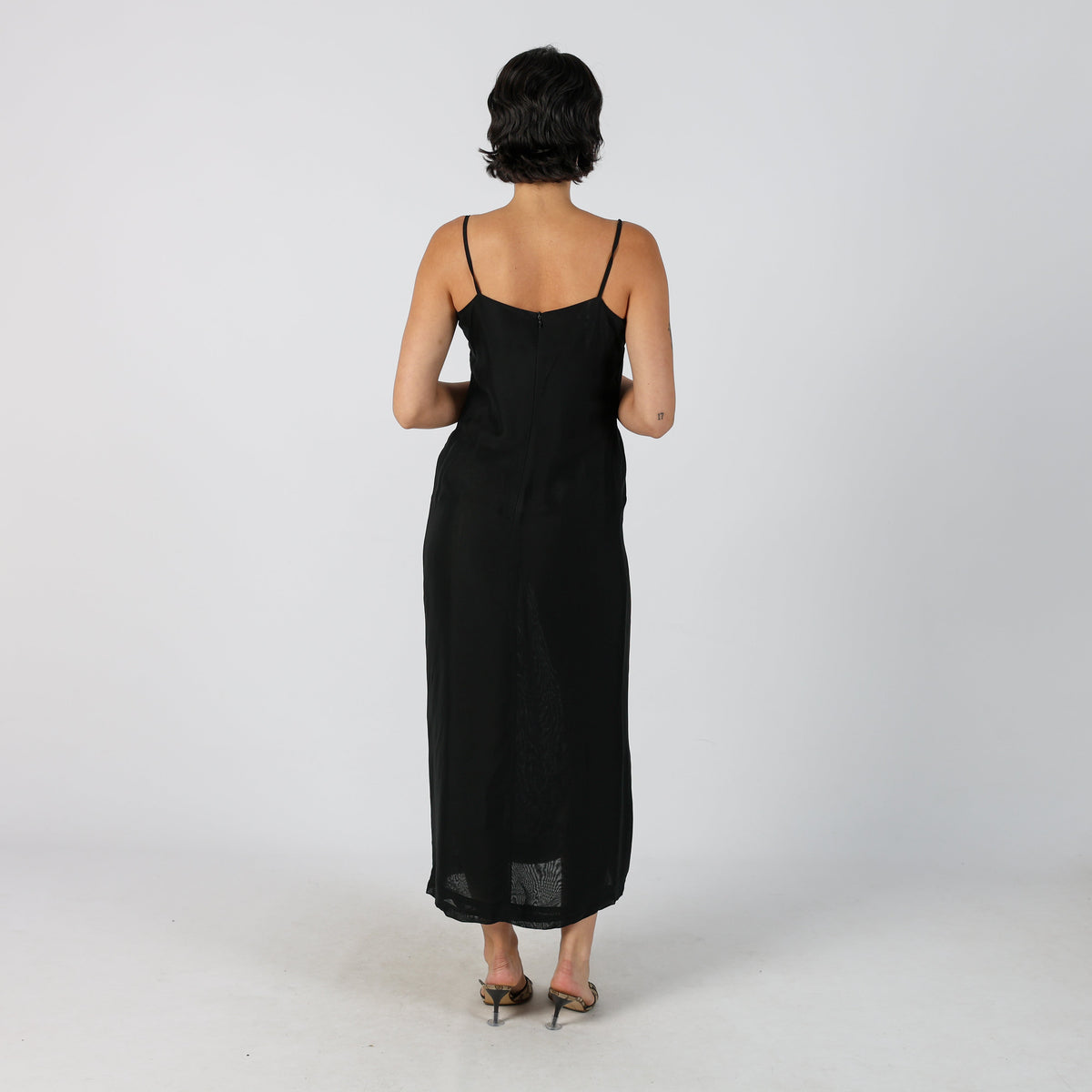 Black Y2K Woven Maxi Dress (S)