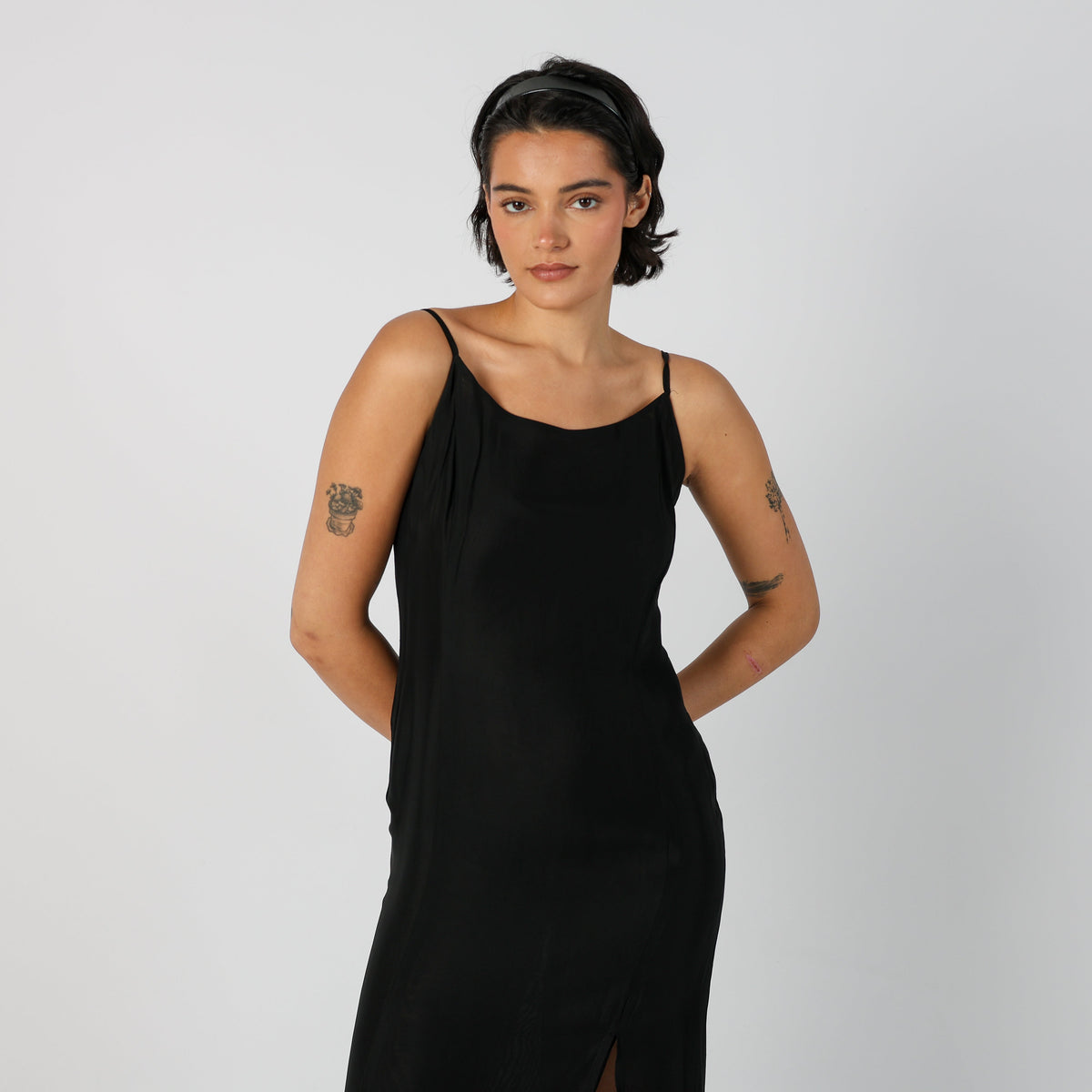 Black Y2K Woven Maxi Dress (S)