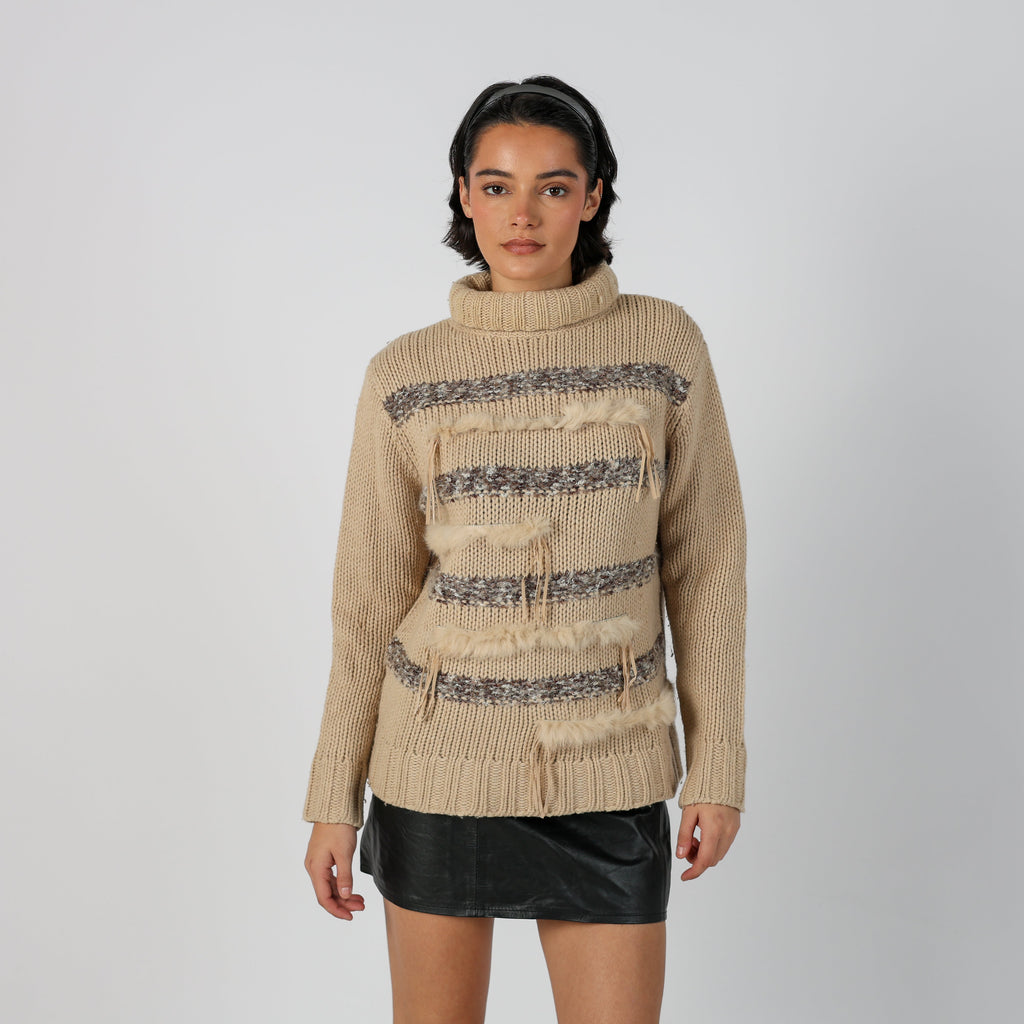 Beige Y2K Wan Li Knitted Jumper (M)