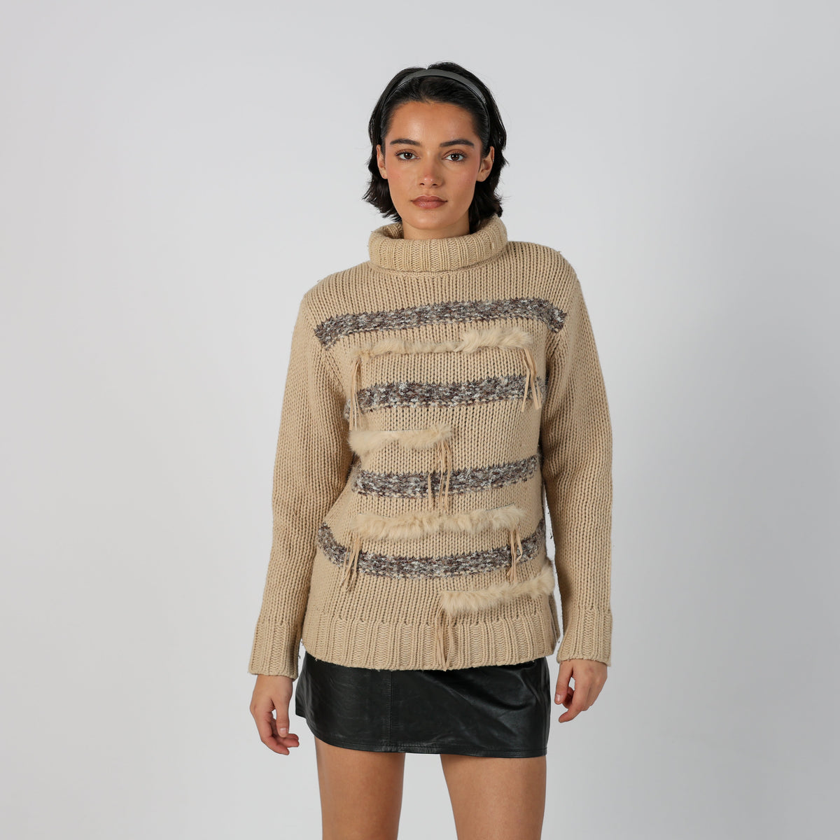 Beige Y2K Wan Li Knitted Jumper (M)