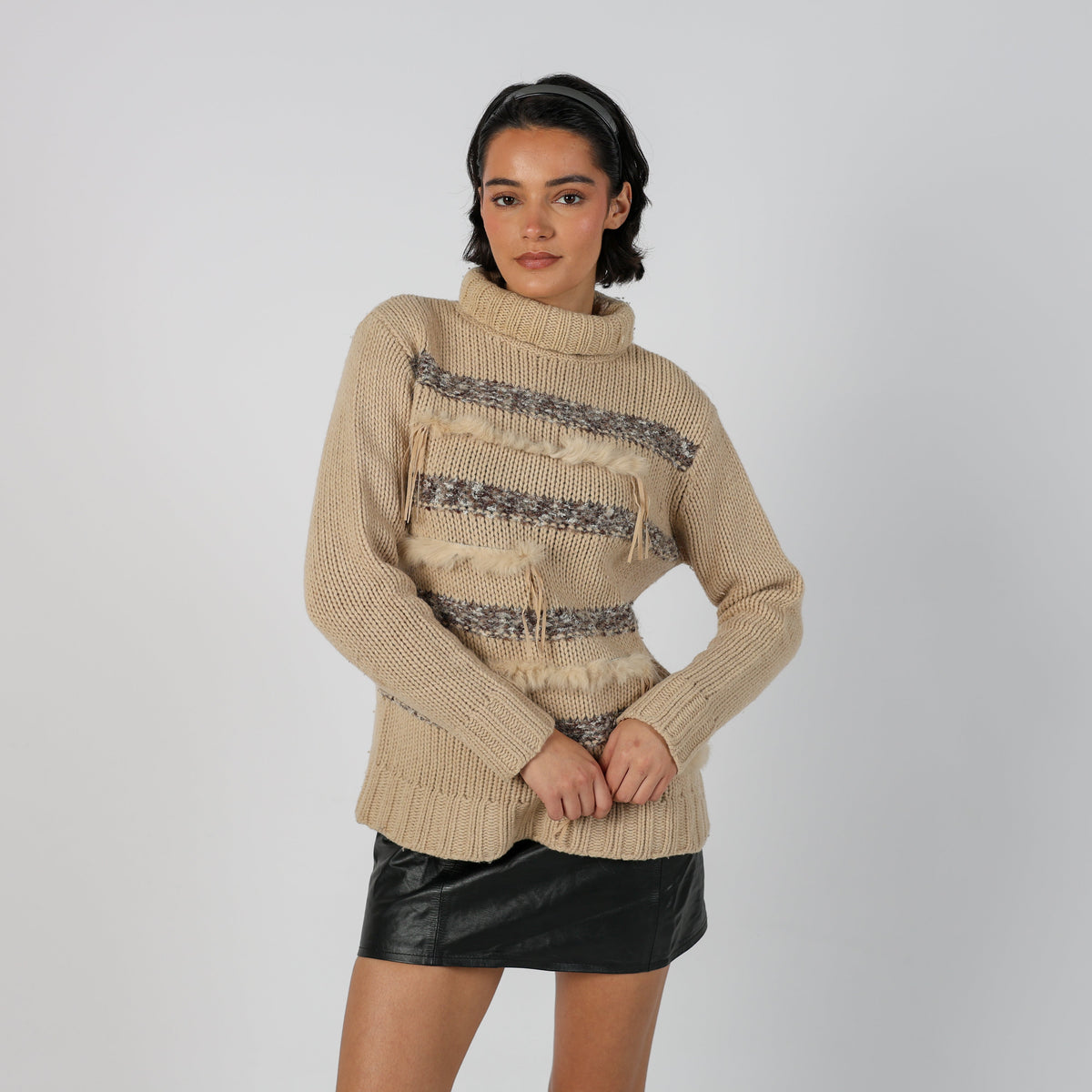 Beige Y2K Wan Li Knitted Jumper (M)