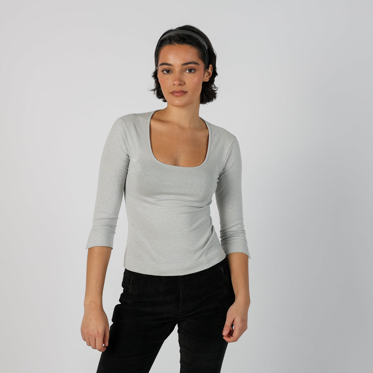 Silver Y2K Siste's Woven Top 3/4 sleeve (S)