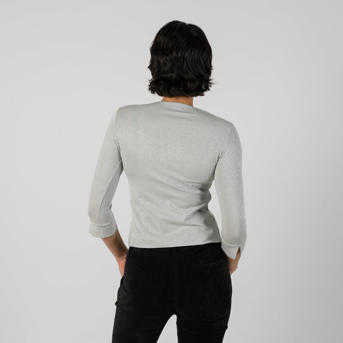 Silver Y2K Siste's Woven Top 3/4 sleeve (S)