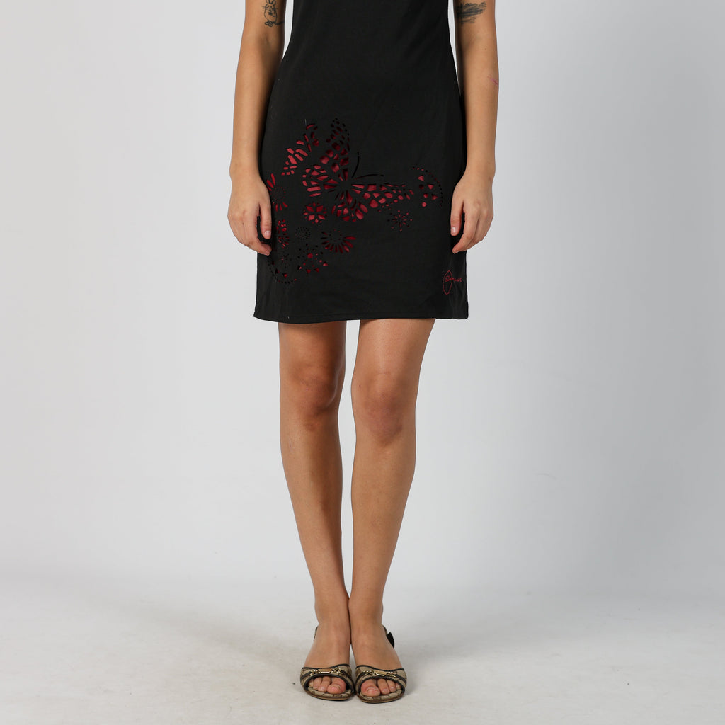 Black Y2K Desigual Woven Mini Dress Scoop back (M)