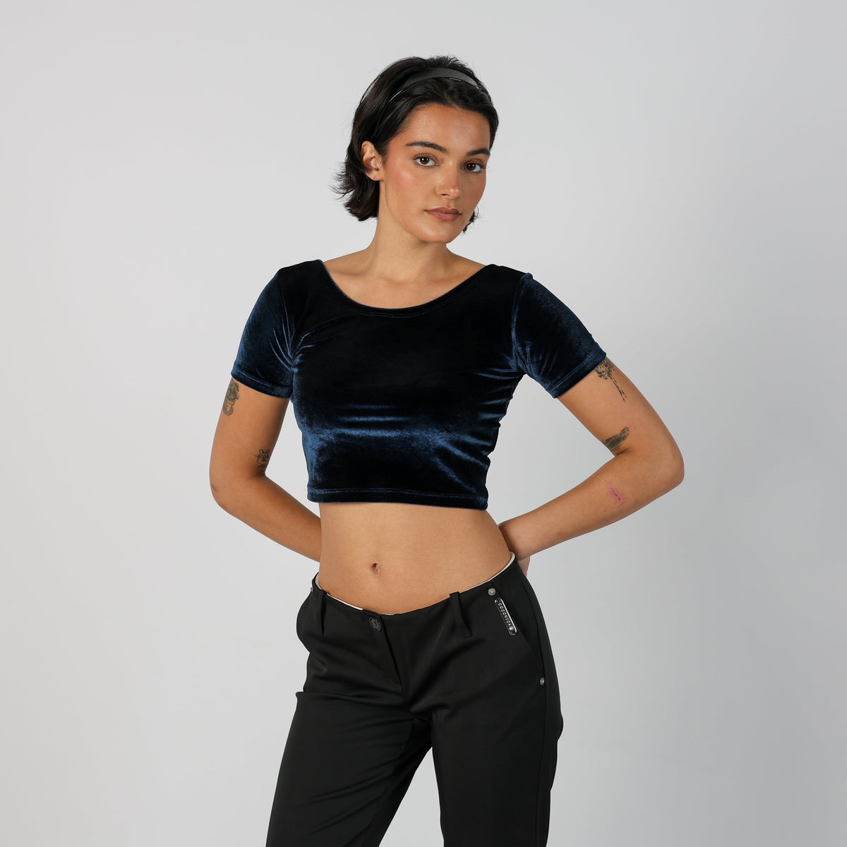 Blue Y2K Brompton Road Woven Top (XS)