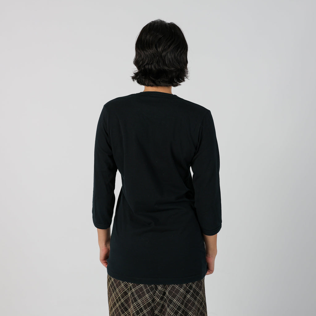 Black Y2K Burberry Woven Top 3/4 sleeve (L)