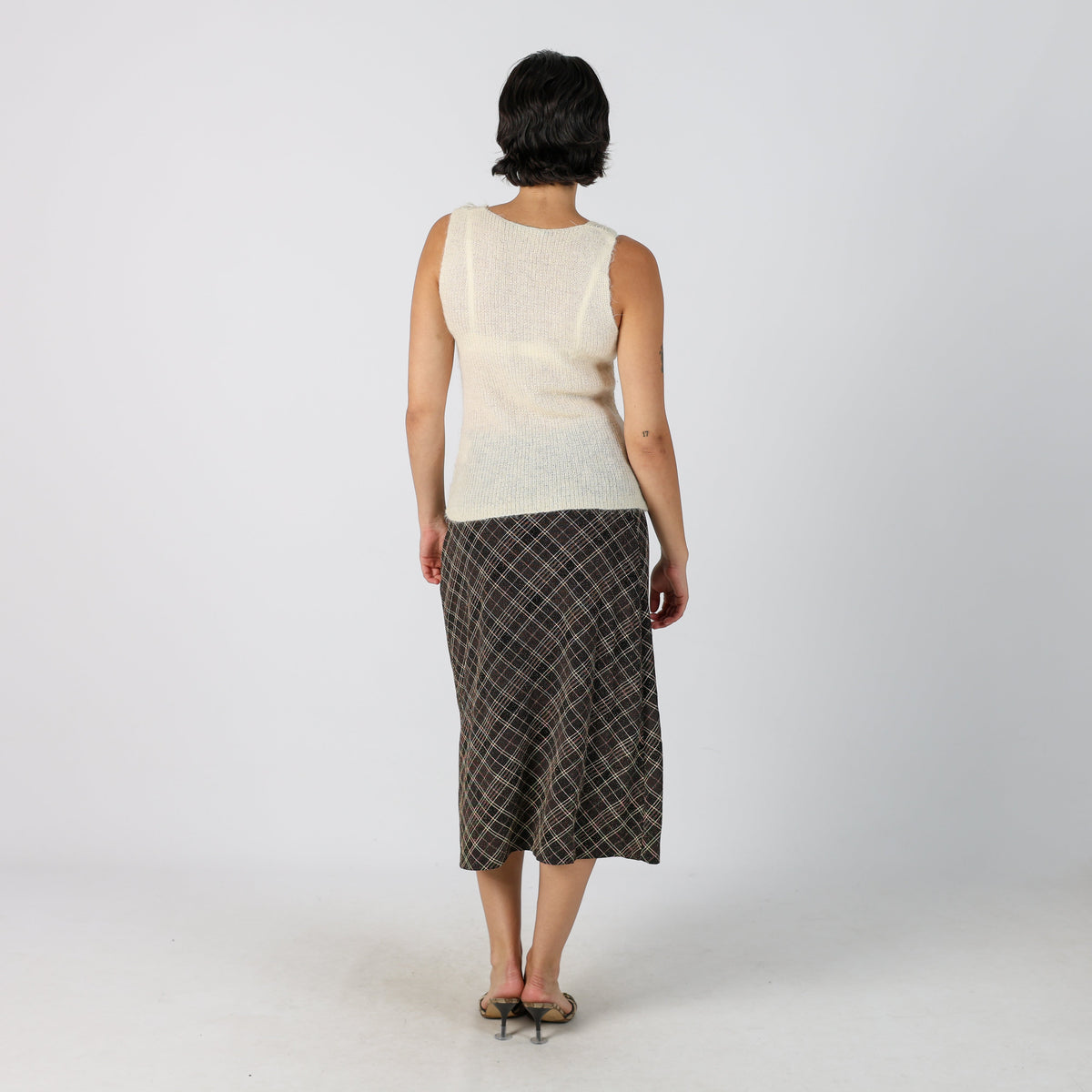 Brown Y2K Woven Midi Skirt (S)