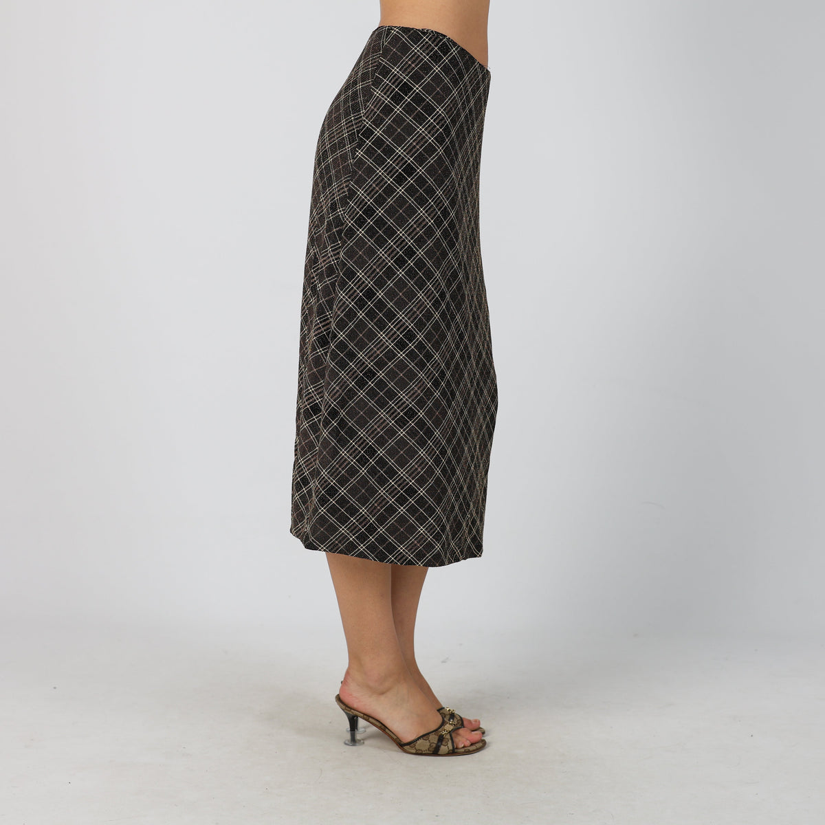 Brown Y2K Woven Midi Skirt (S)