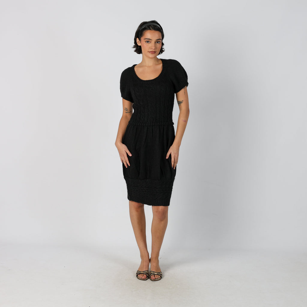 Black Y2K Stefanel Knitted Midi Dress (S)