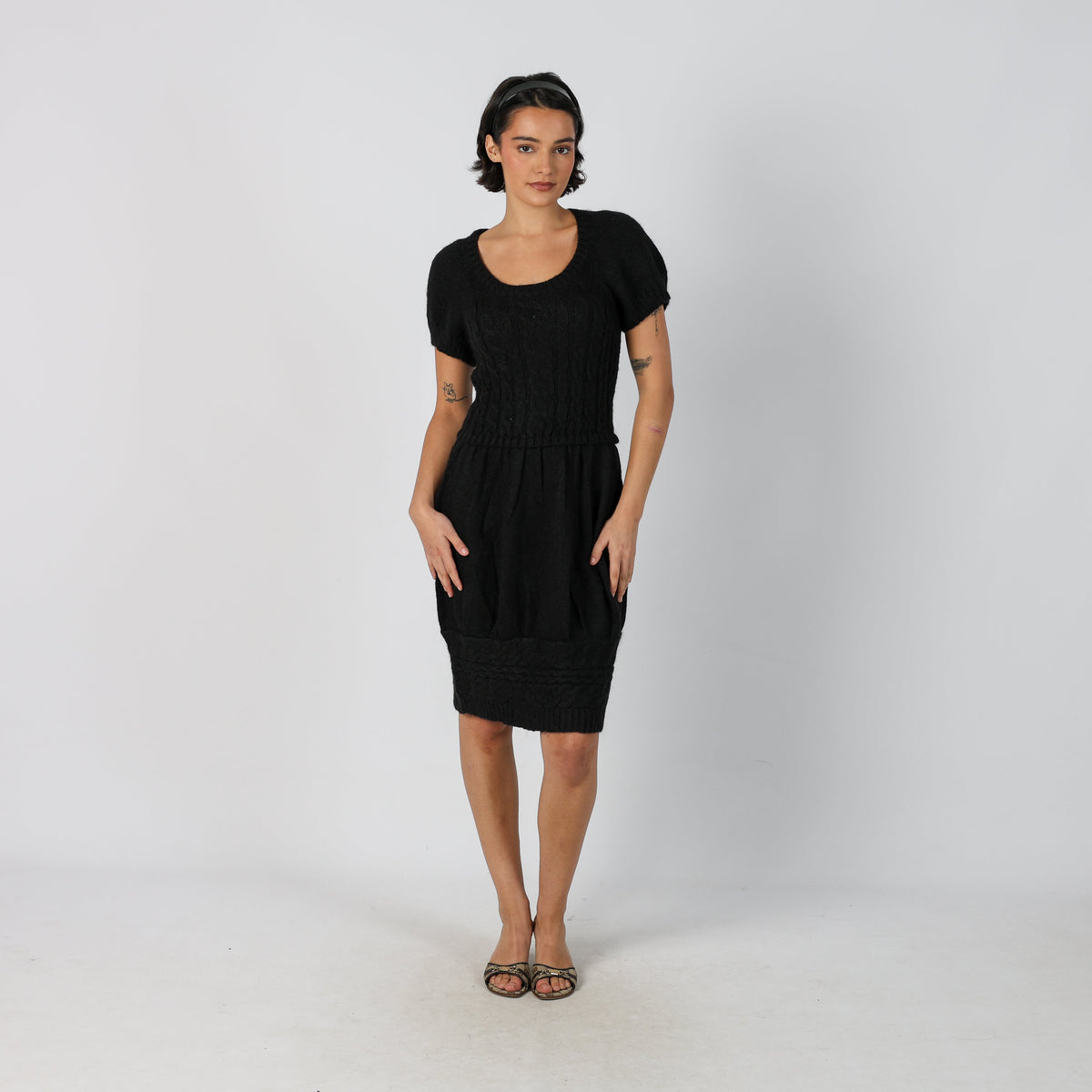 Black Y2K Stefanel Knitted Midi Dress (S)