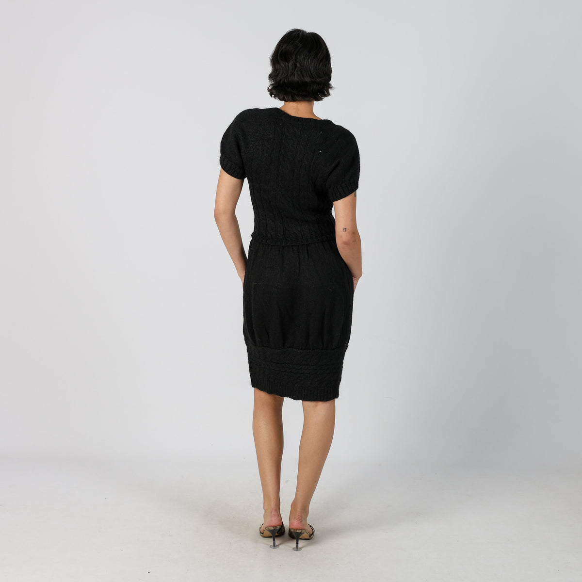 Black Y2K Stefanel Knitted Midi Dress (S)