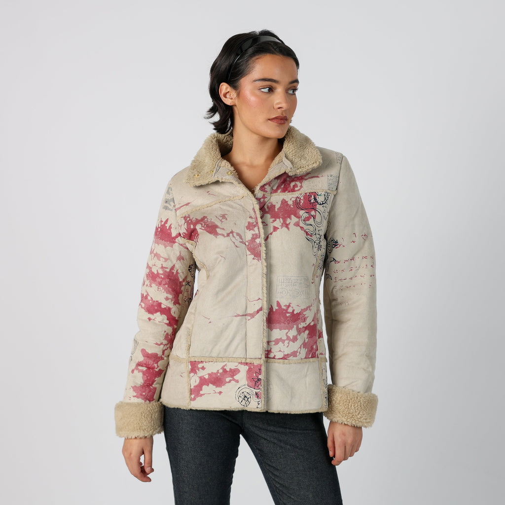 Beige Y2K Shearling Coat (M)