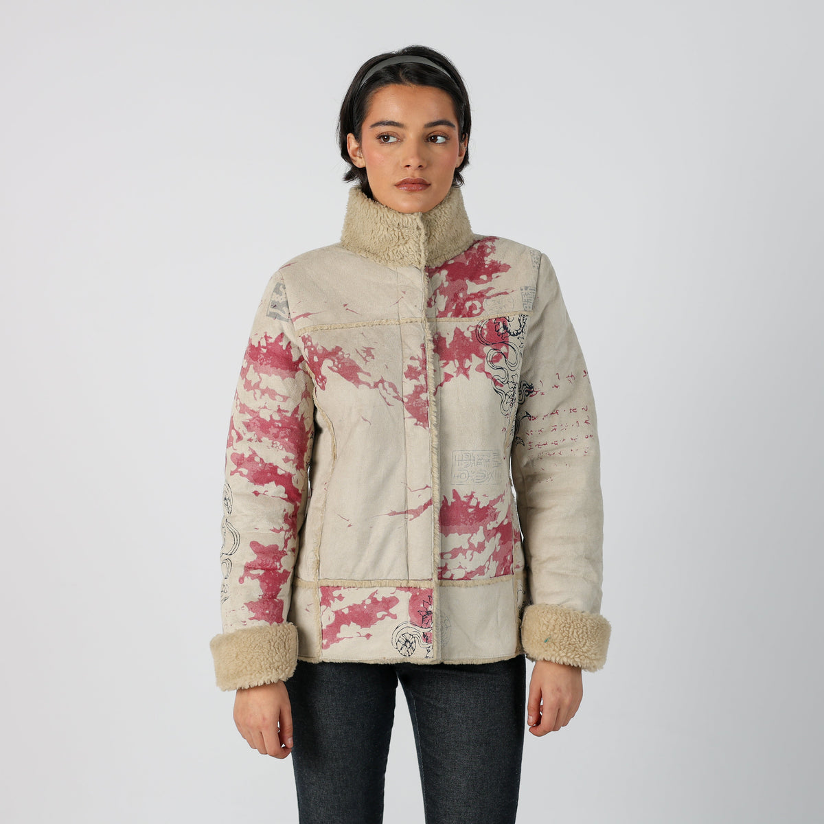 Beige Y2K Shearling Coat (M)