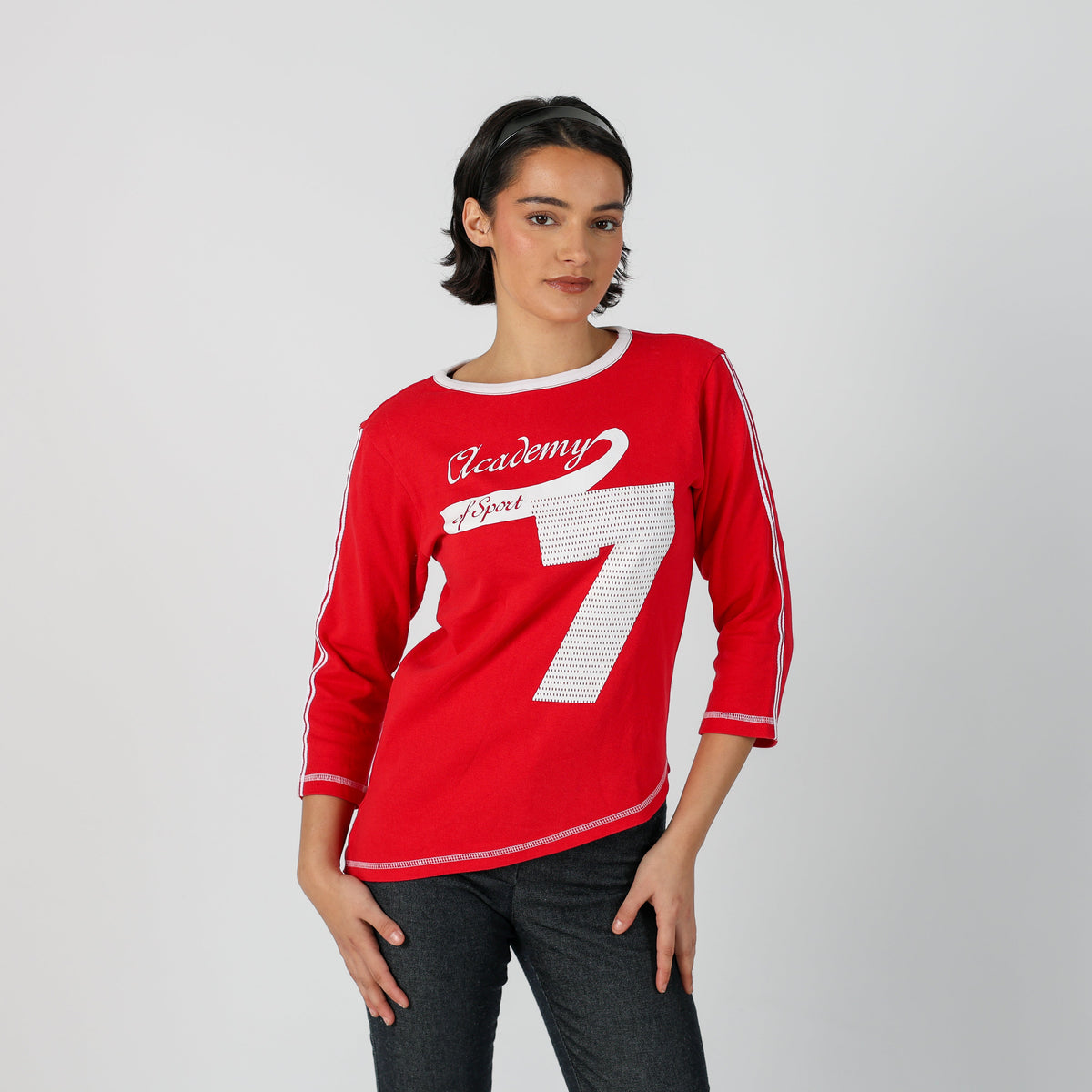 Red Y2K Crazy World Long Sleeve Tee (M)