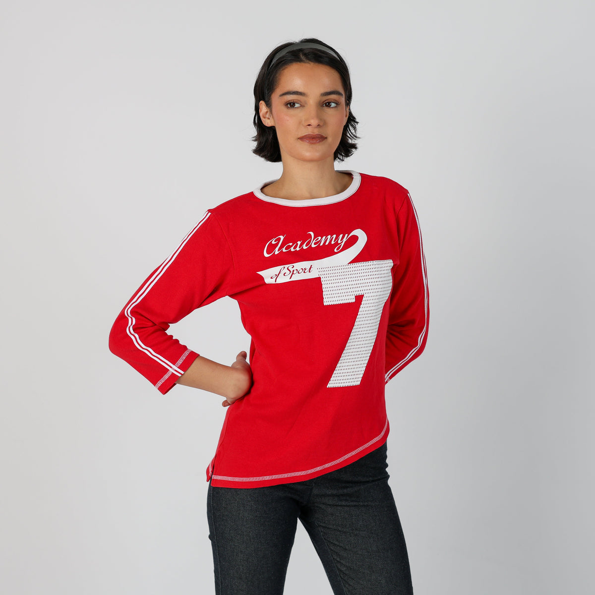 Red Y2K Crazy World Long Sleeve Tee (M)