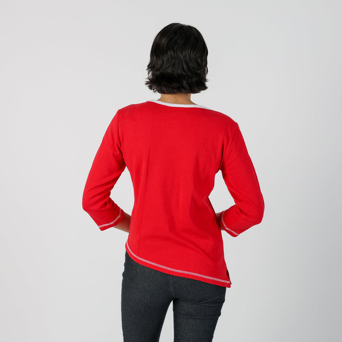 Red Y2K Crazy World Long Sleeve Tee (M)