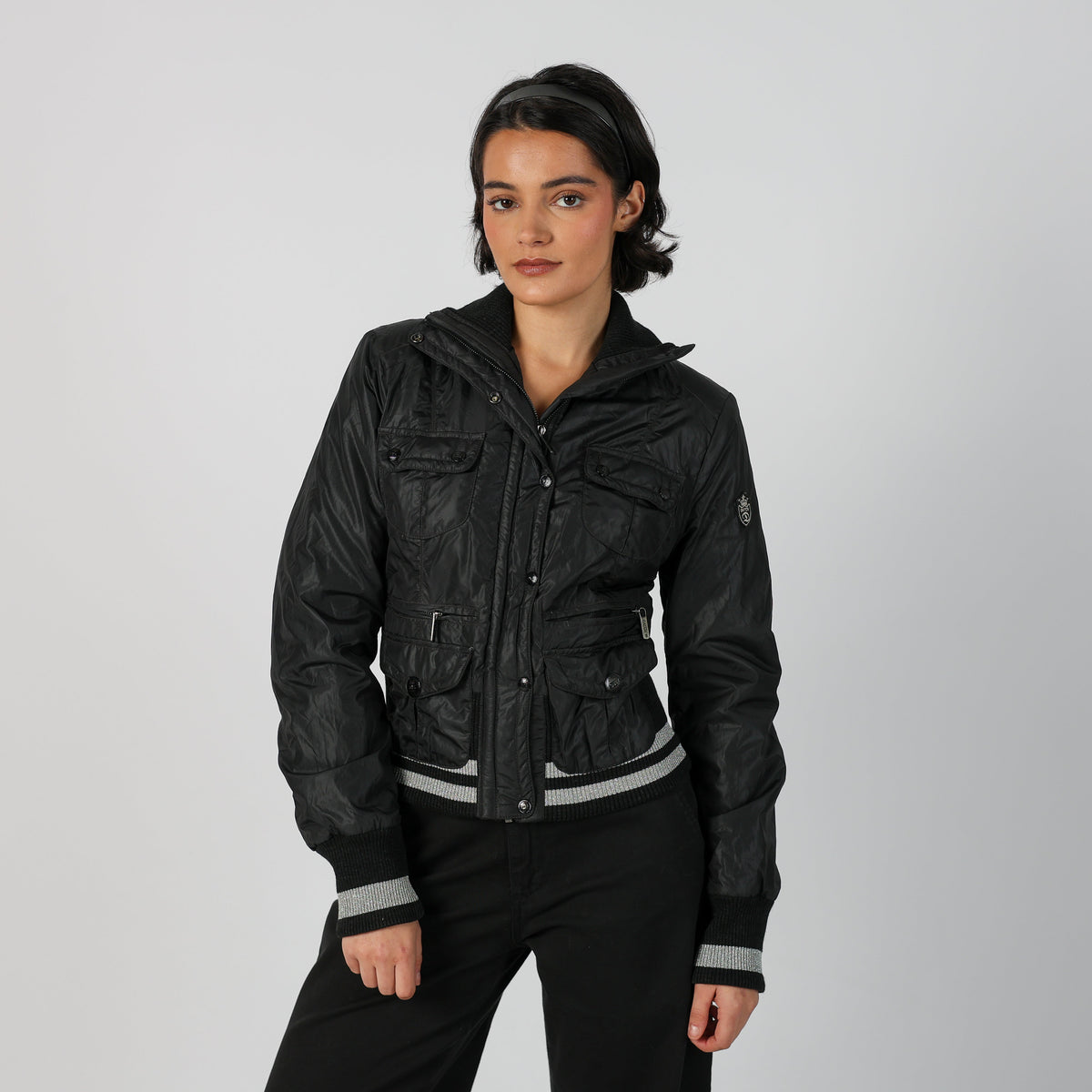 Black Y2K Datch Bomber Jacket (M)