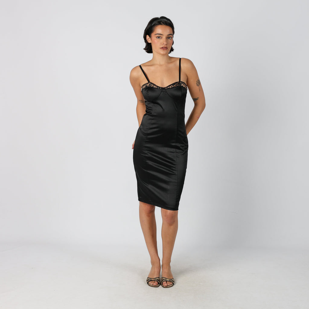 Black Y2K Artigli Woven Midi Dress (XS)