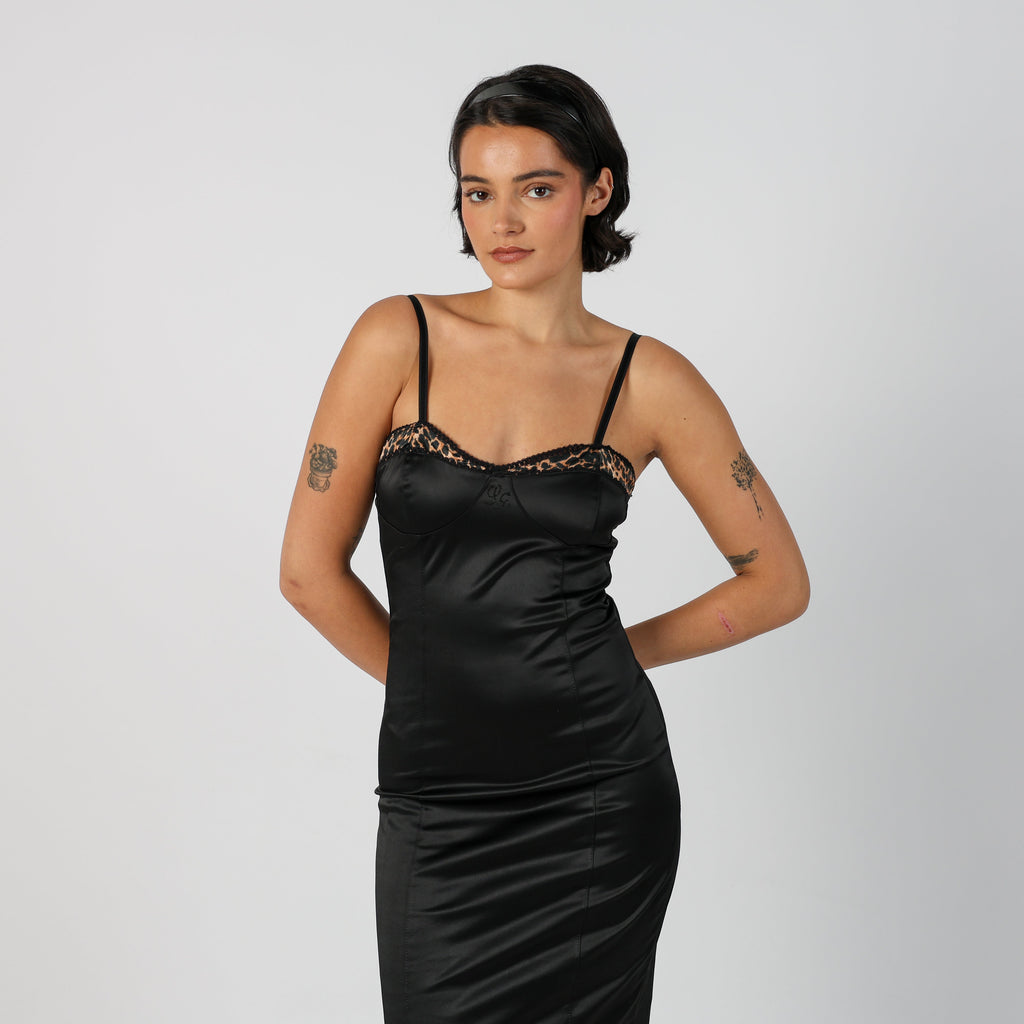 Black Y2K Artigli Woven Midi Dress (XS)