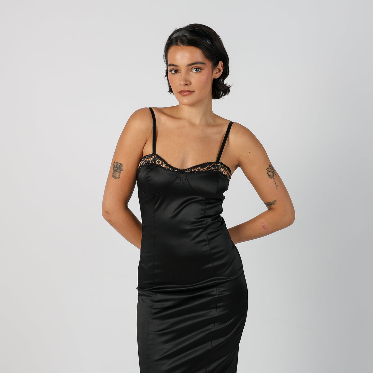 Black Y2K Artigli Woven Midi Dress (XS)