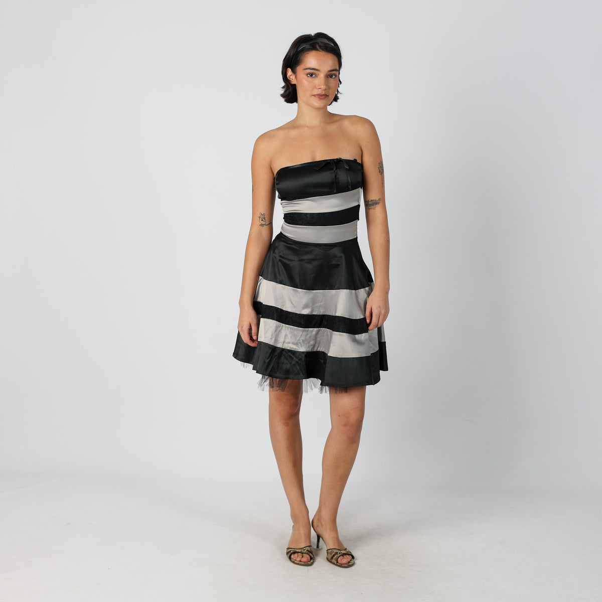 Black Y2K Woven Mini Dress (S)