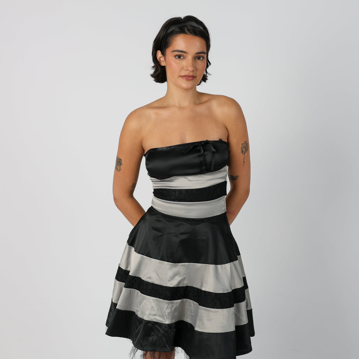 Black Y2K Woven Mini Dress (S)
