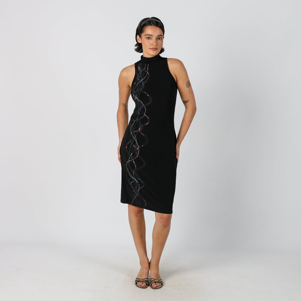 Black Y2K Charly Italia Woven Midi Dress (M)