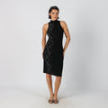 Black Y2K Charly Italia Woven Midi Dress (M)