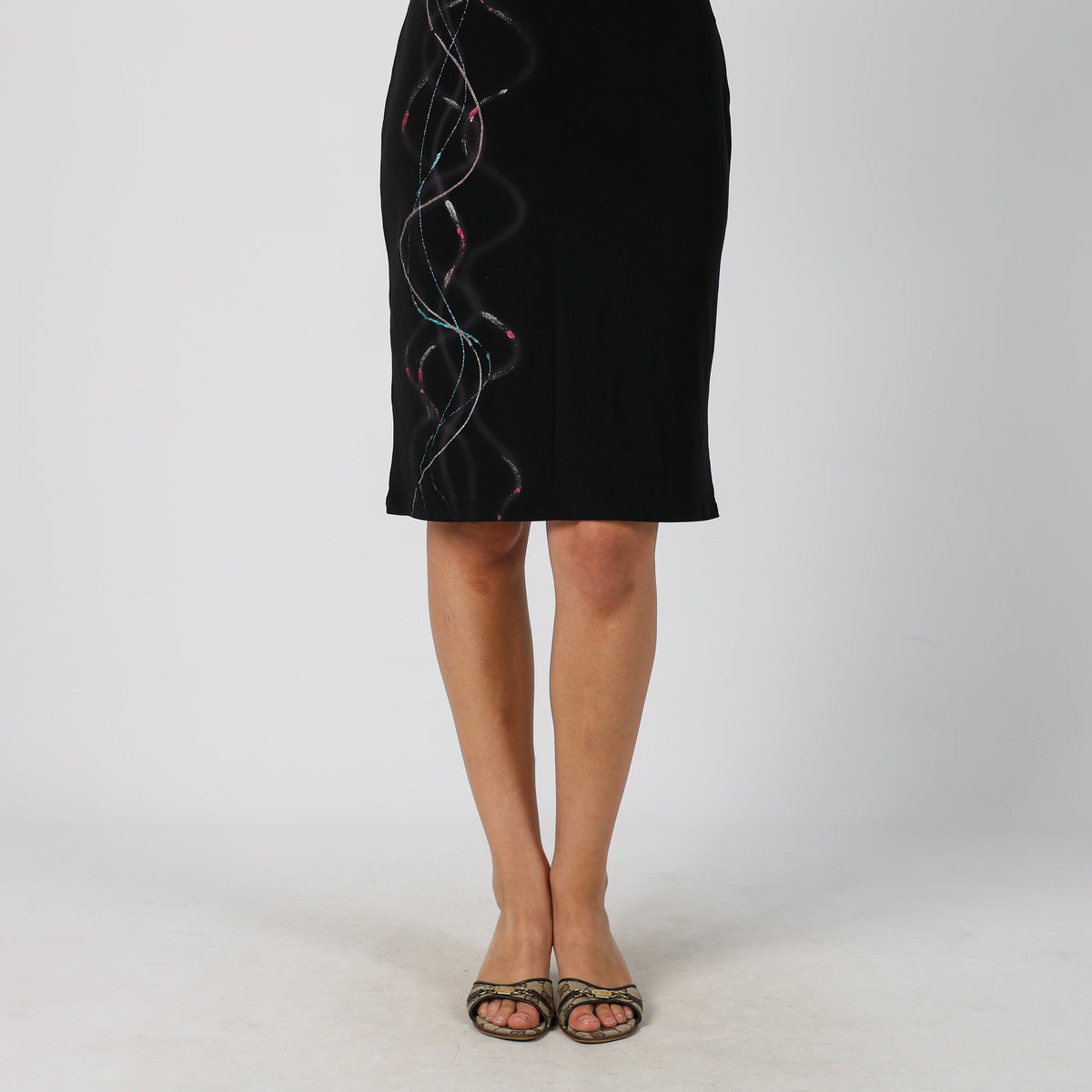 Black Y2K Charly Italia Woven Midi Dress (M)