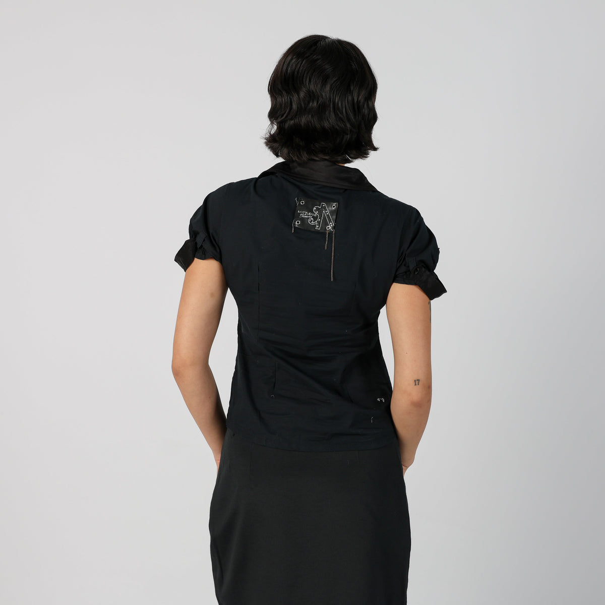 Black Y2K Matta Jeans Blouse (S)