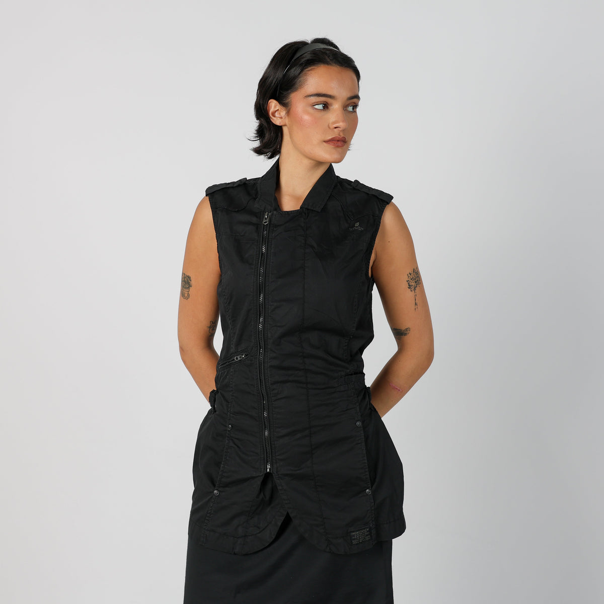 Black Y2K G-Star Woven Top (S)