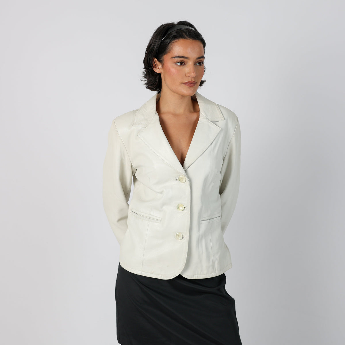 White Y2K Giorgio Della Piana Leather Jacket (M)