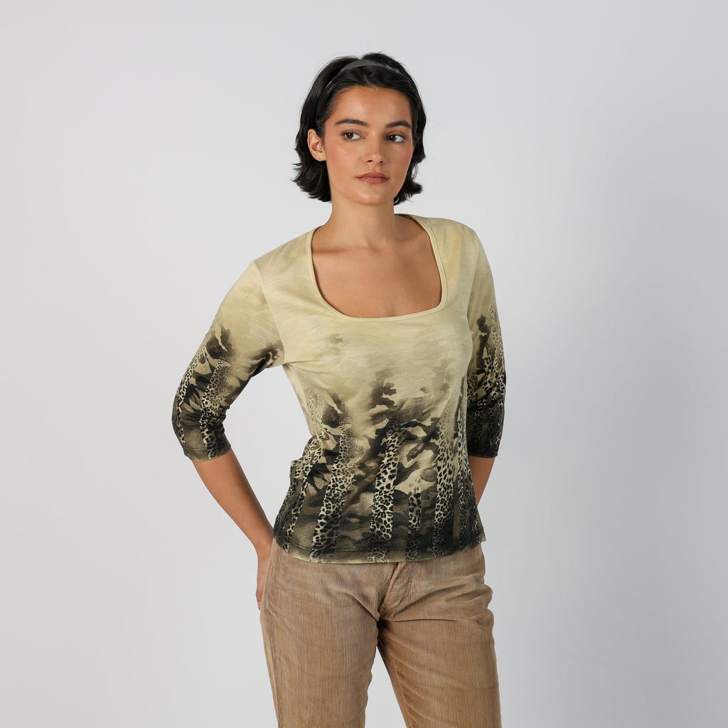 Yellow Y2K Made in Italy Long Sleeve Top (M)