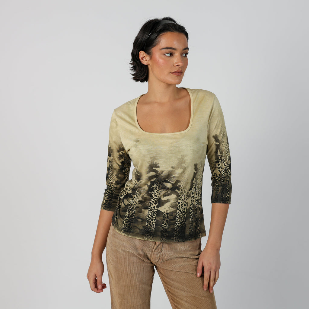 Yellow Y2K Made in Italy Long Sleeve Top (M)