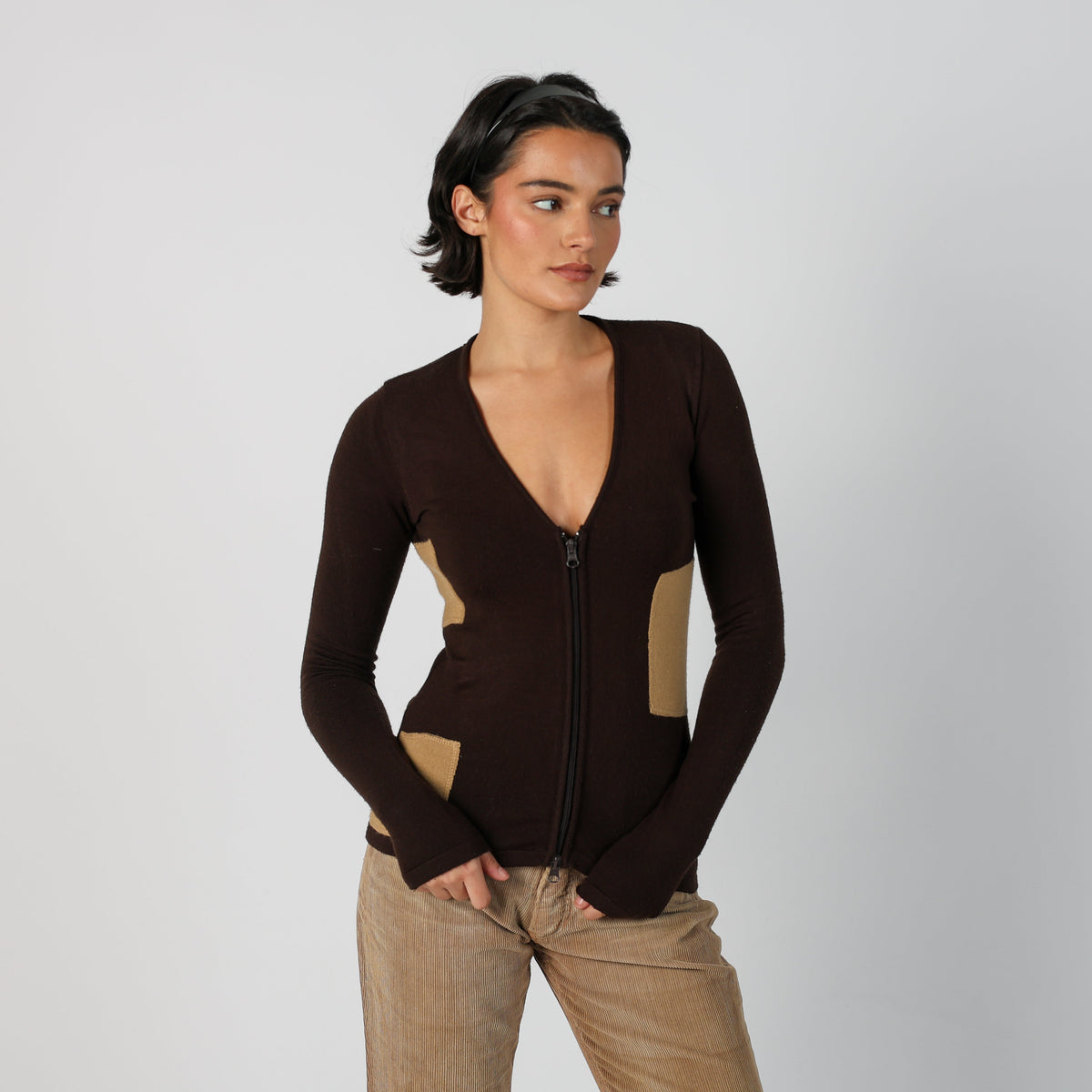 Brown Y2K Long Sleeve Top (XS)