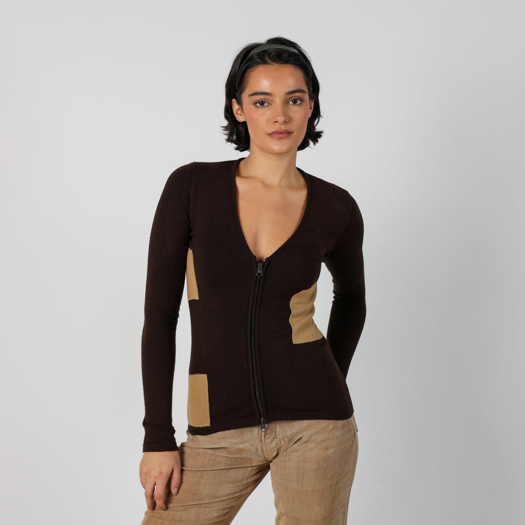 Brown Y2K Long Sleeve Top (XS)