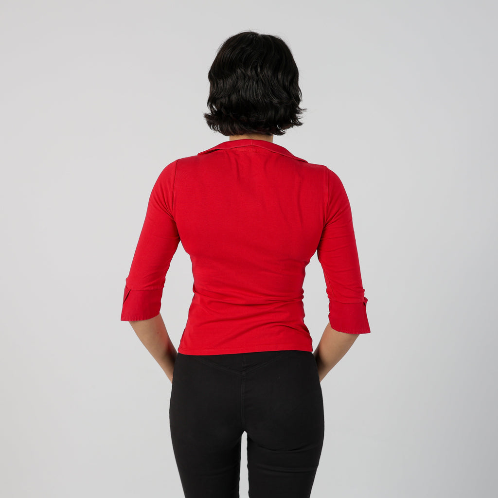 Red Y2K Nara Camicie Woven Top 3/4 sleeve (S)