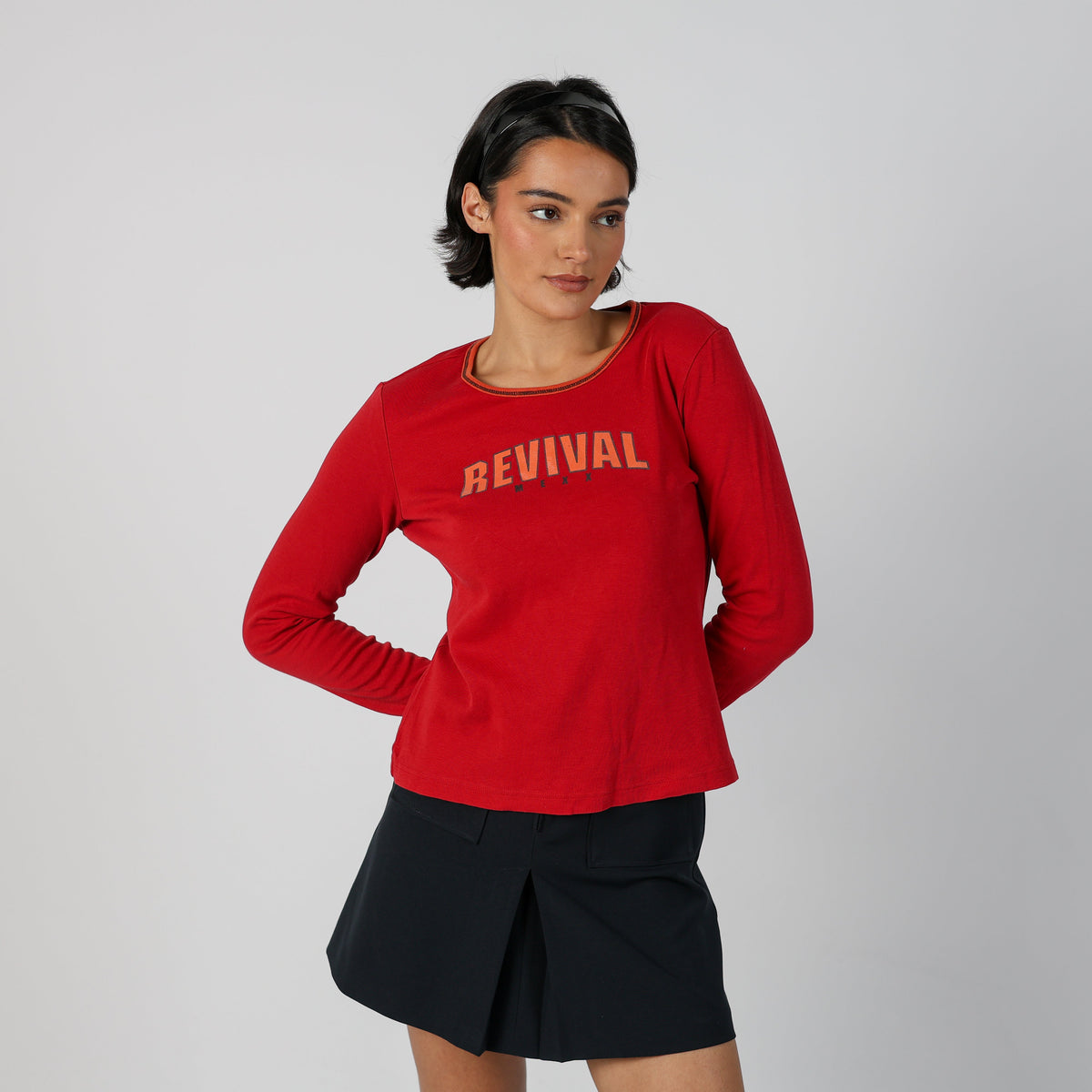 Red Y2K Mexx Long Sleeve Top (S)