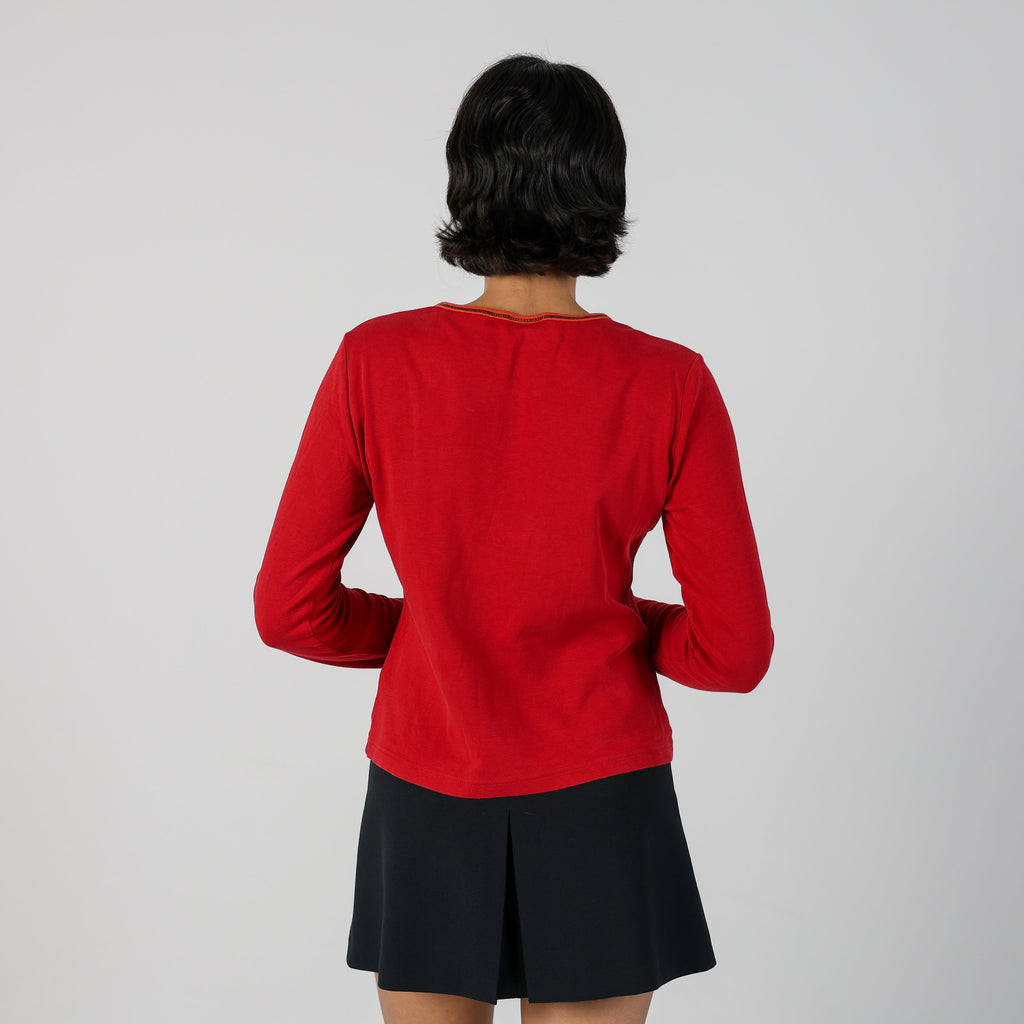 Red Y2K Mexx Long Sleeve Top (S)